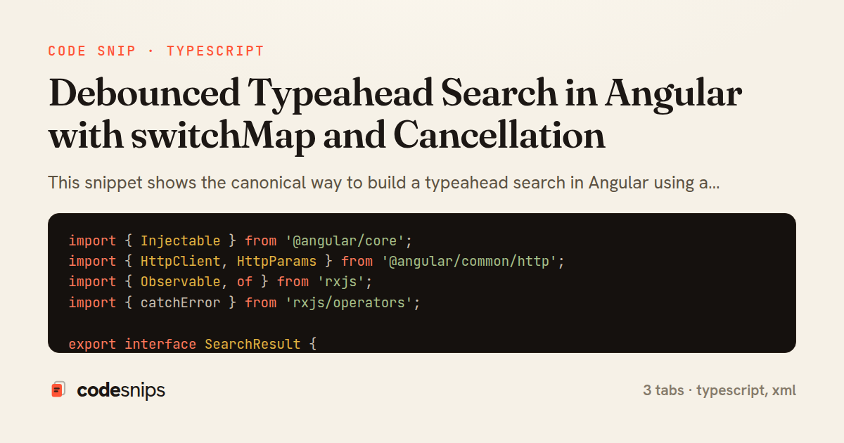 Debounced Typeahead Search in Angular with switchMap and Cancellation — share card