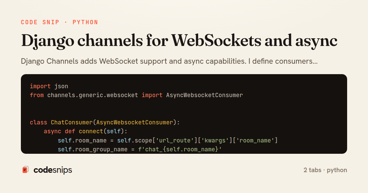 Django channels for WebSockets and async — share card