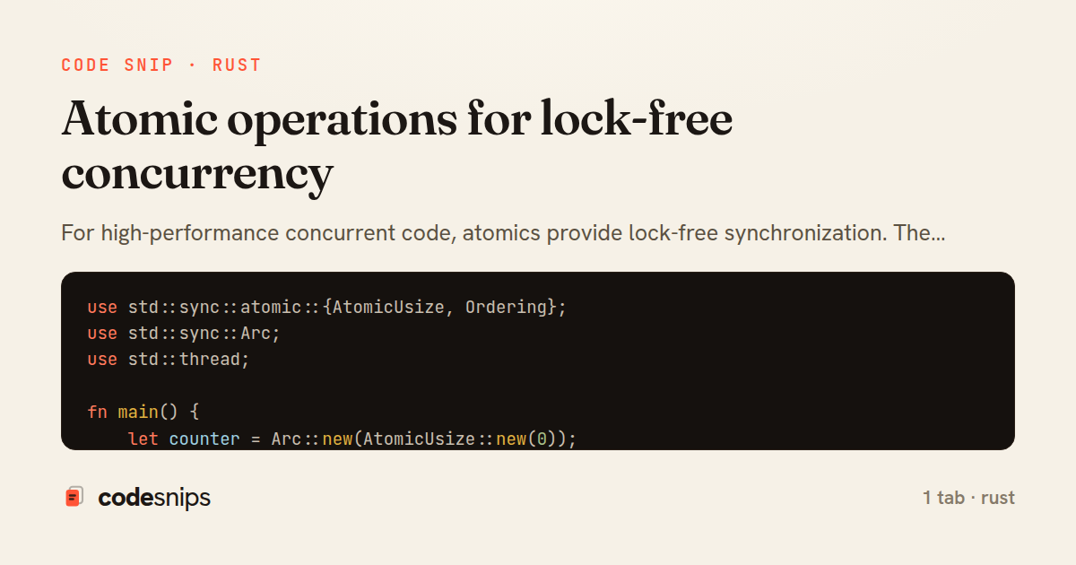 Atomic operations for lock-free concurrency — share card