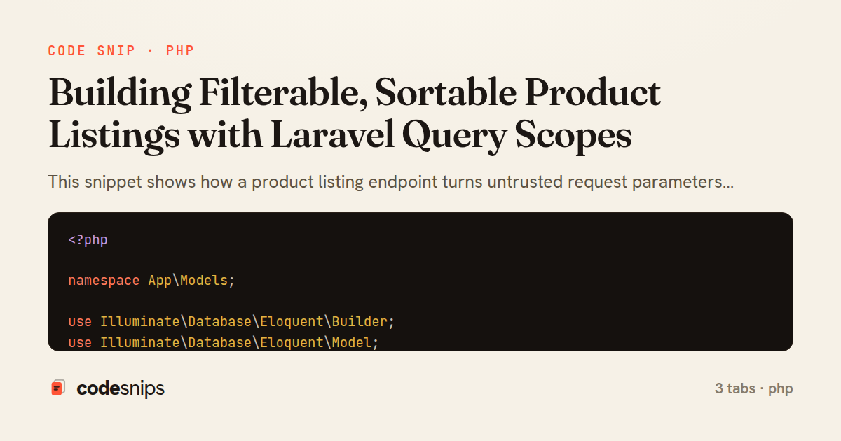 Building Filterable, Sortable Product Listings with Laravel Query Scopes — share card