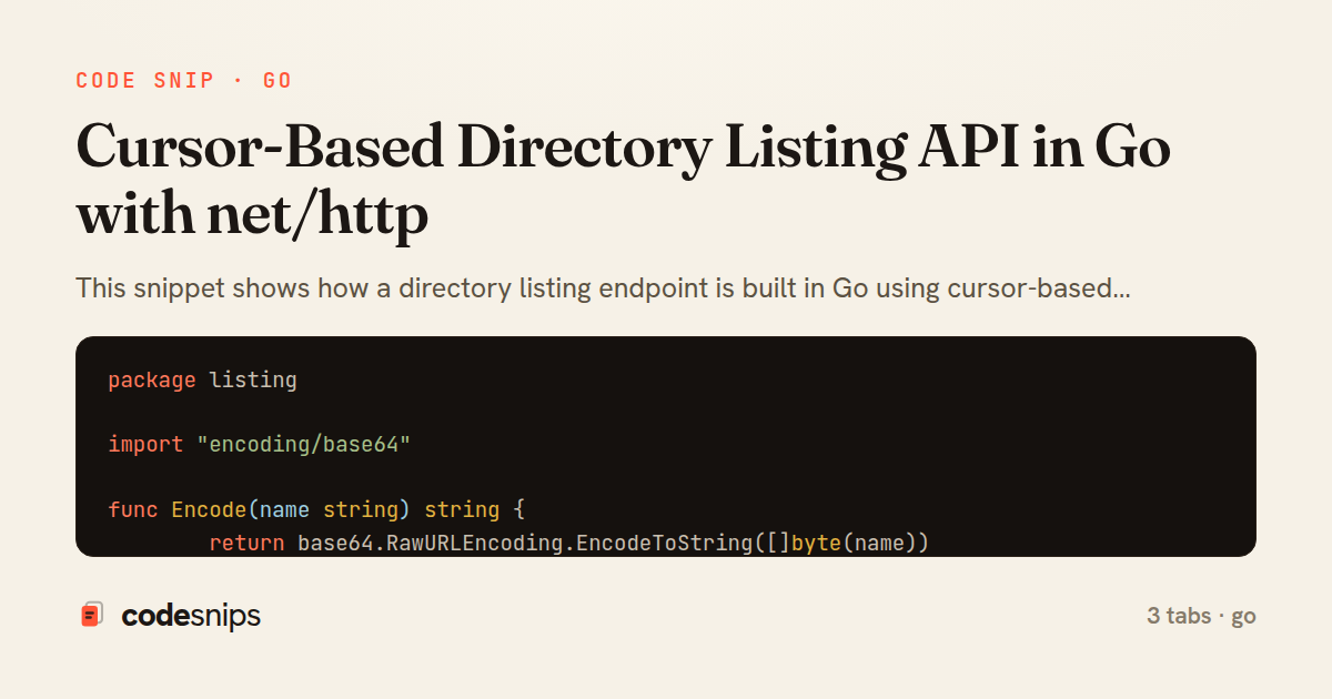 Cursor-Based Directory Listing API in Go with net/http — share card