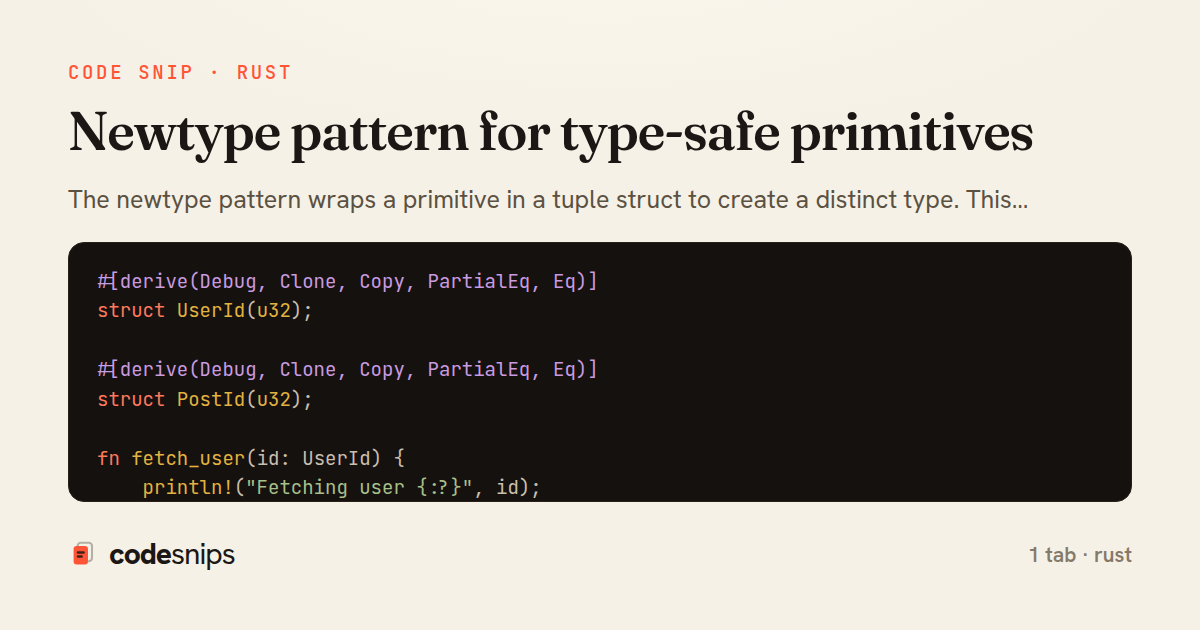 Newtype pattern for type-safe primitives — share card