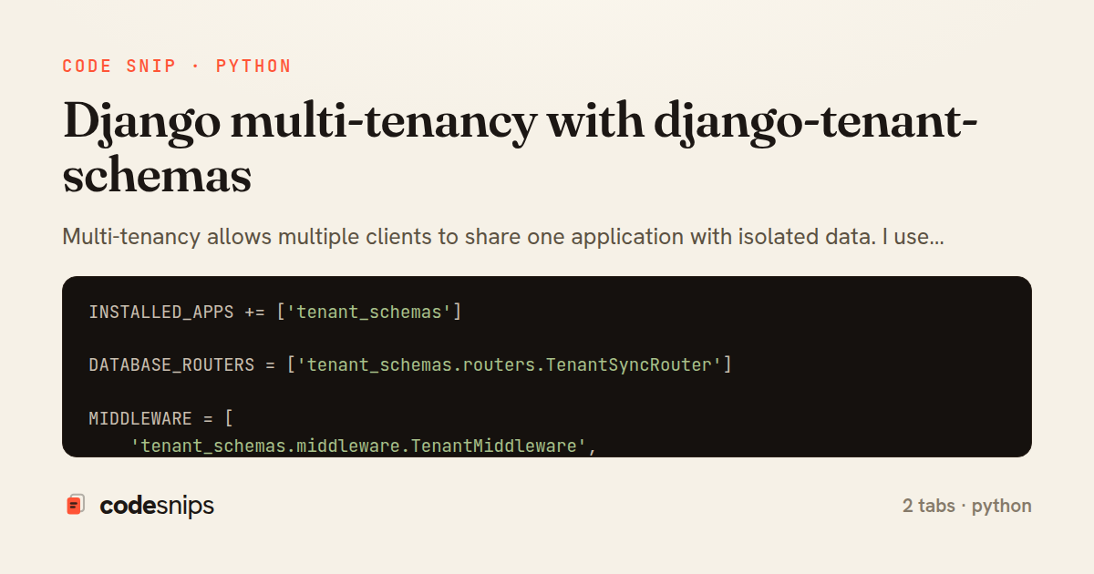 Django multi-tenancy with django-tenant-schemas — share card