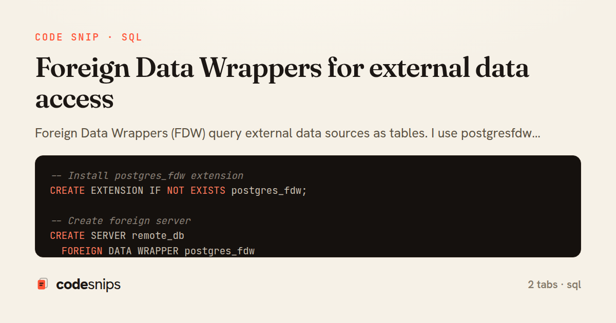 Foreign Data Wrappers for external data access — share card