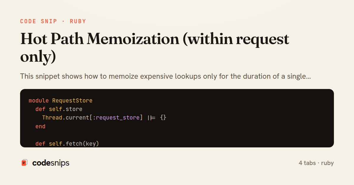 Hot Path Memoization (within request only) — share card
