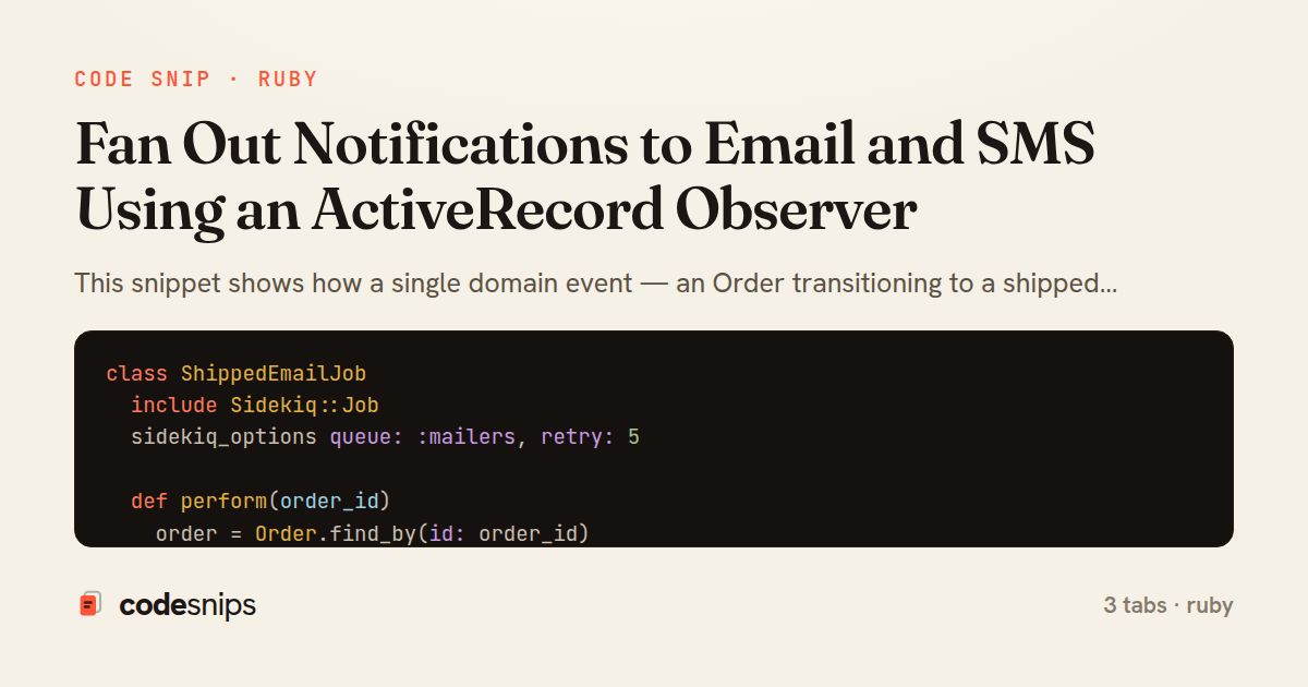 Fan Out Notifications to Email and SMS Using an ActiveRecord Observer — share card