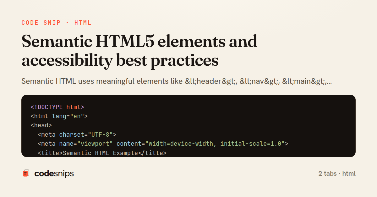 Semantic HTML5 elements and accessibility best practices — share card