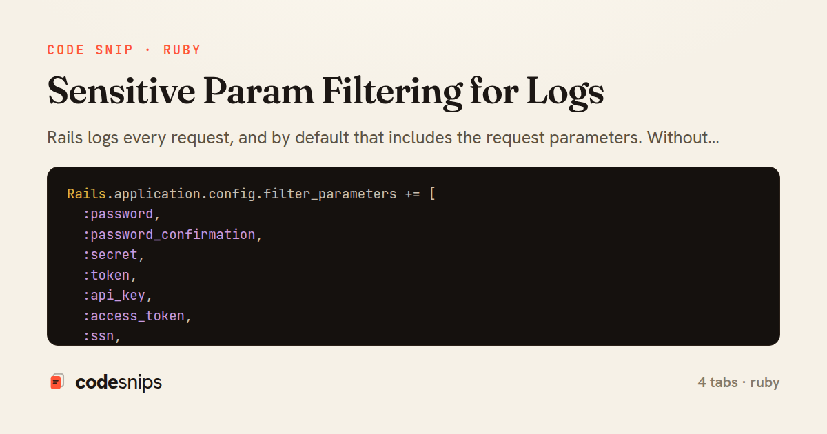 Sensitive Param Filtering for Logs — share card