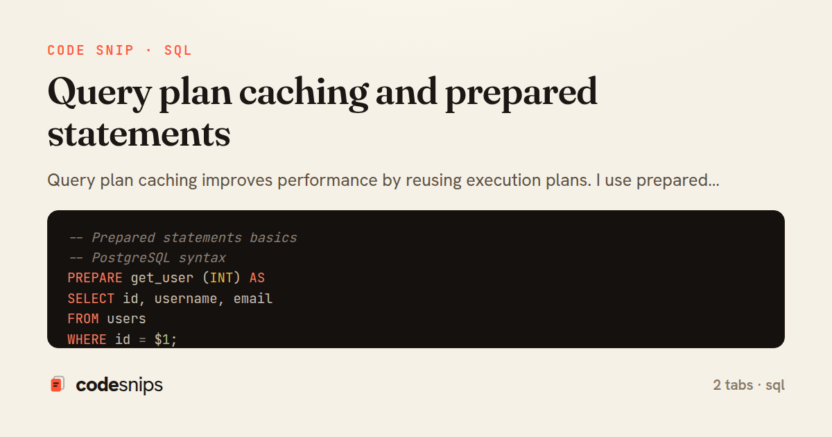 Query plan caching and prepared statements — share card