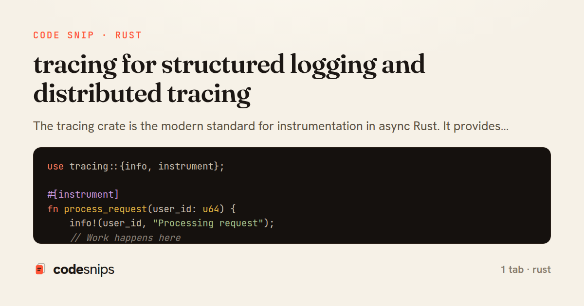 tracing for structured logging and distributed tracing — share card