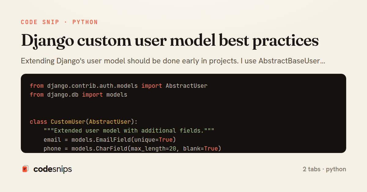 Django custom user model best practices — share card