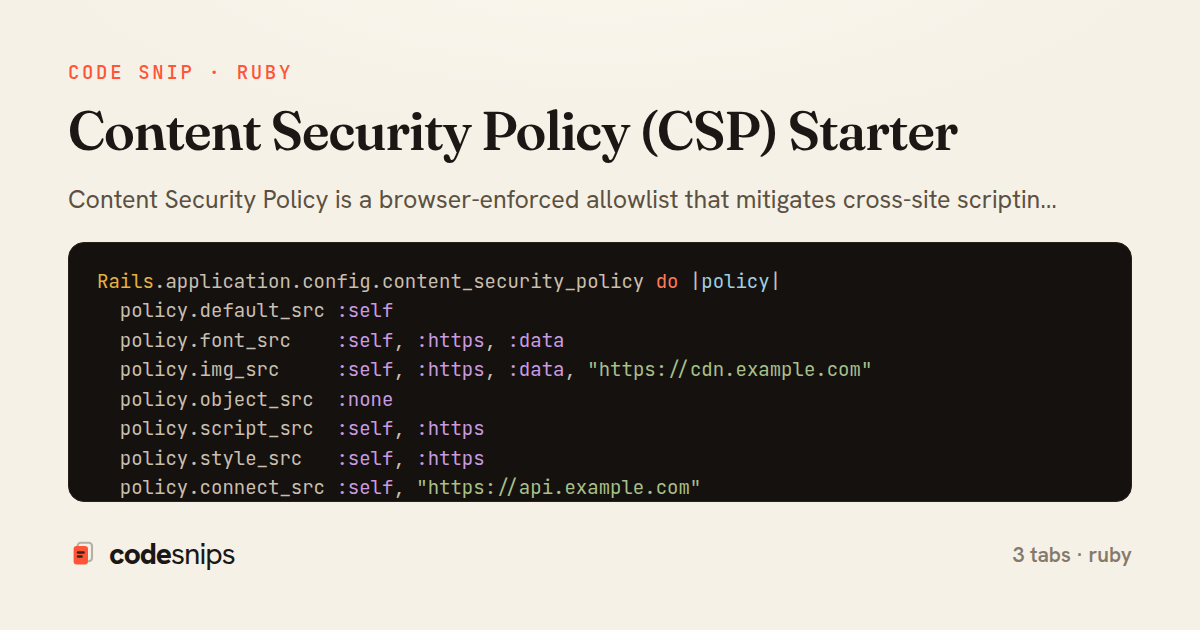 Content Security Policy (CSP) Starter — share card