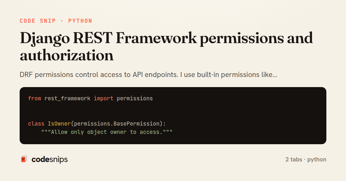 Django REST Framework permissions and authorization — share card
