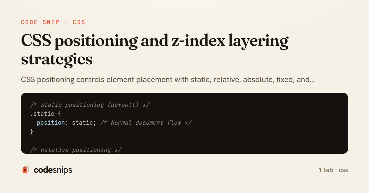 CSS positioning and z-index layering strategies — share card