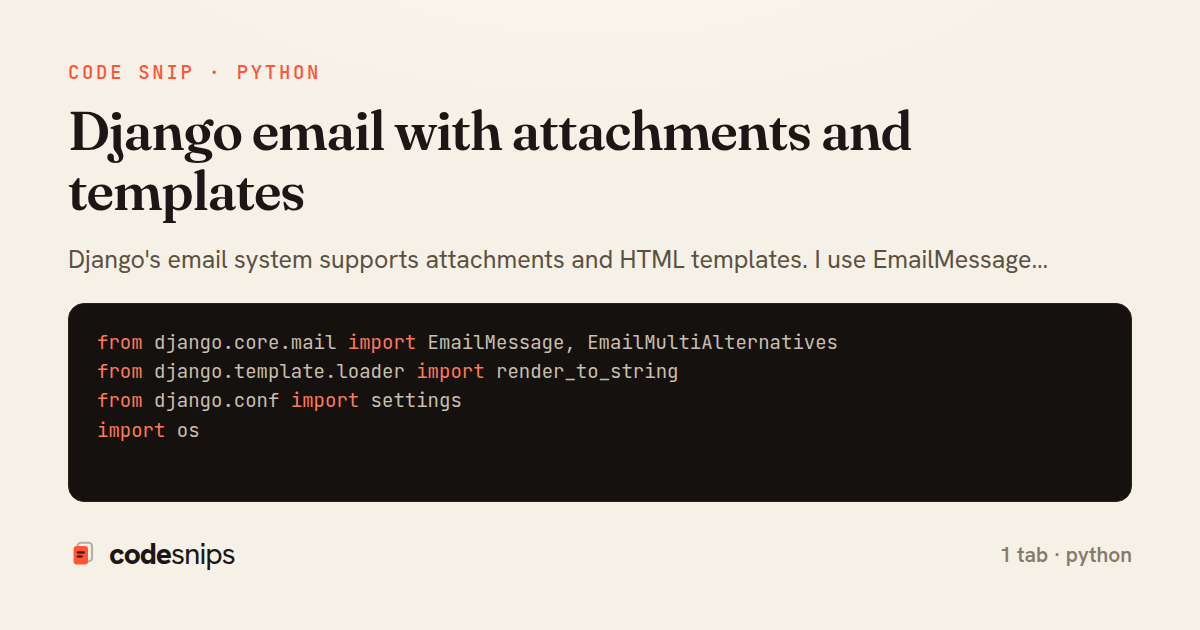 Django email with attachments and templates — share card
