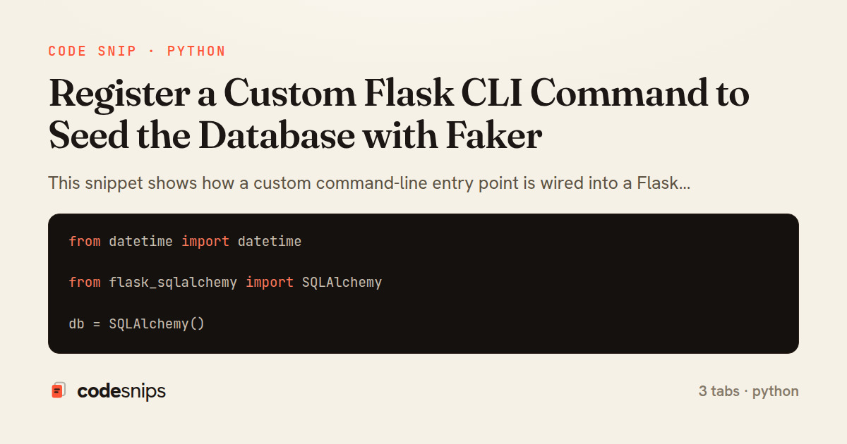 Register a Custom Flask CLI Command to Seed the Database with Faker — share card