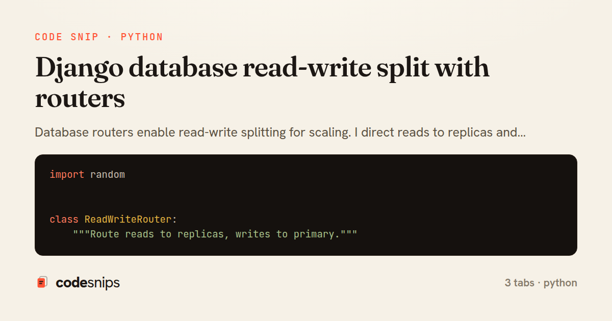 Django database read-write split with routers — share card