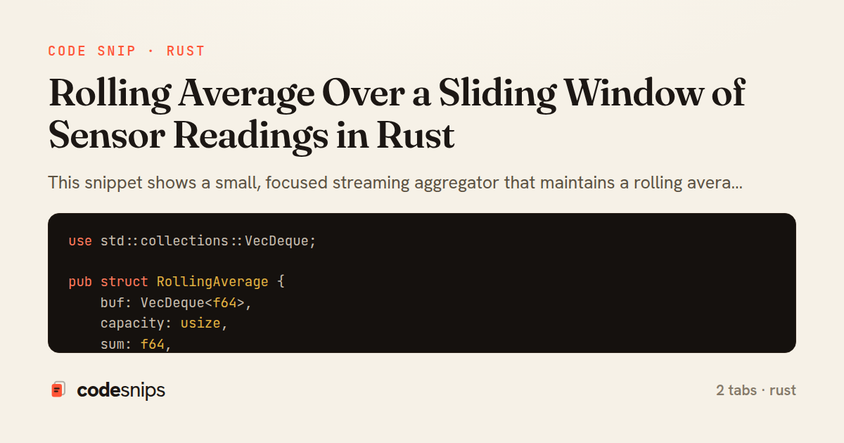 Rolling Average Over a Sliding Window of Sensor Readings in Rust — share card