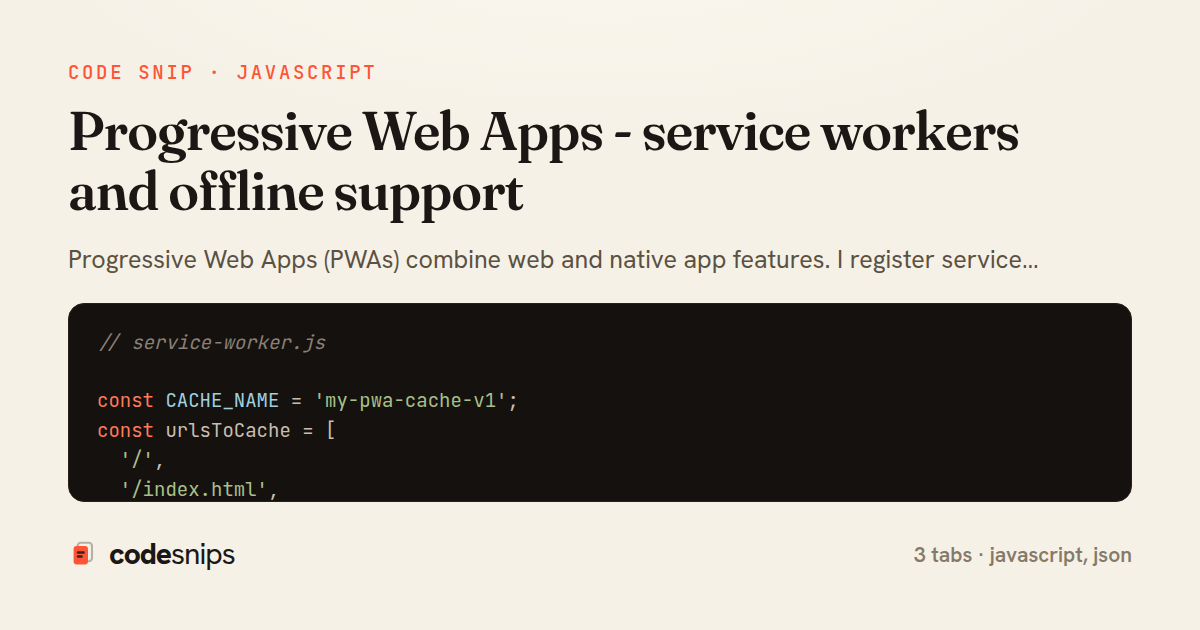 Progressive Web Apps - service workers and offline support — share card