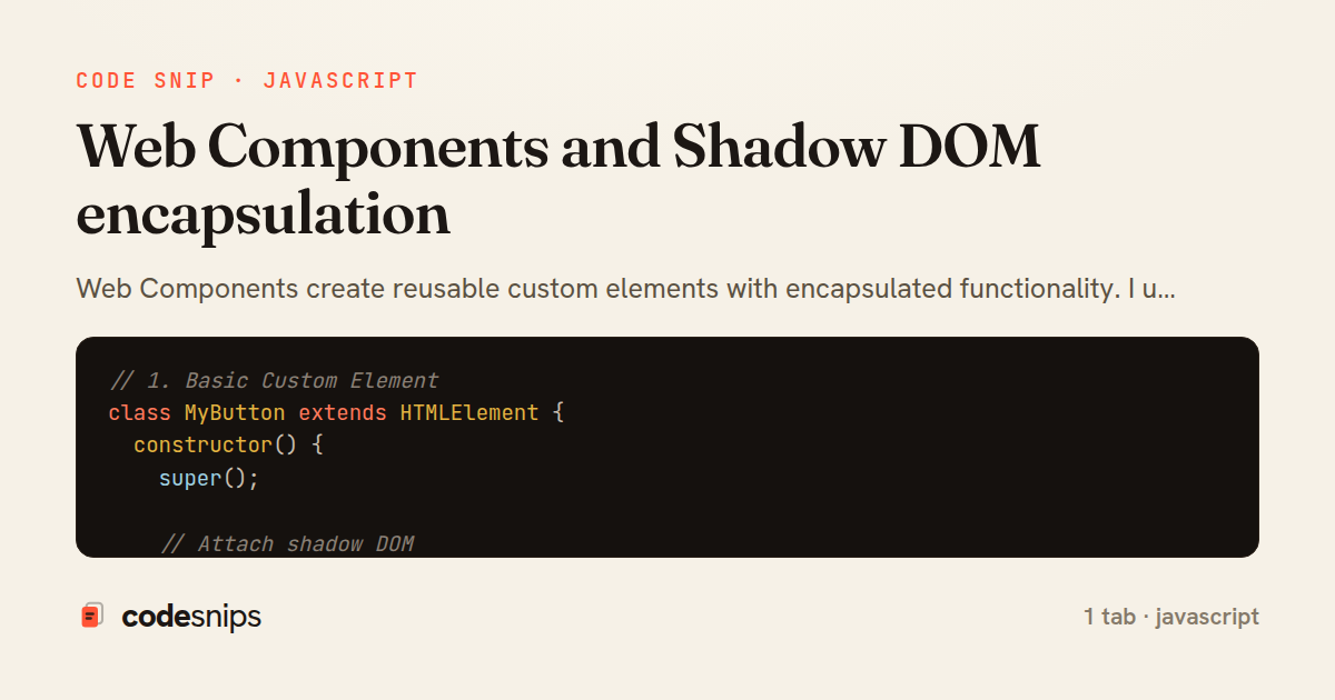 Web Components and Shadow DOM encapsulation — share card
