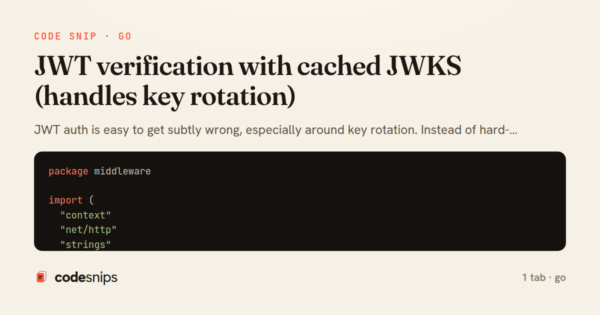 JWT verification with cached JWKS (handles key rotation) — share card