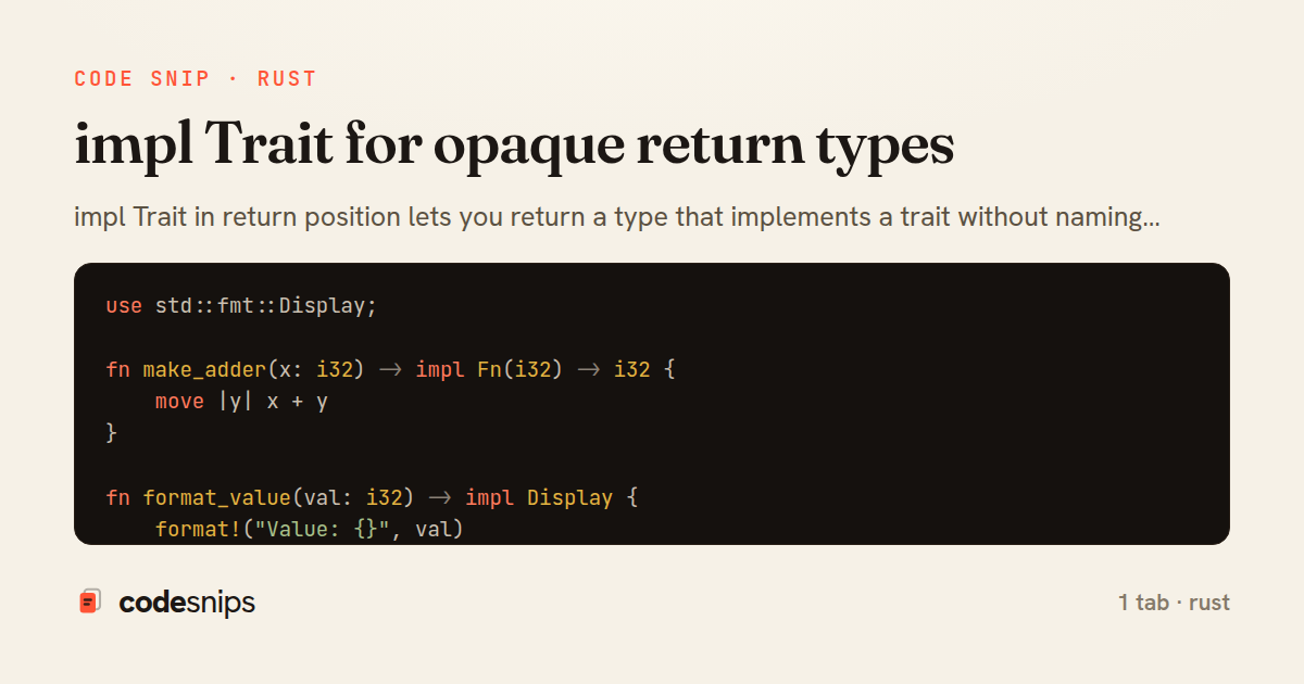 impl Trait for opaque return types — share card