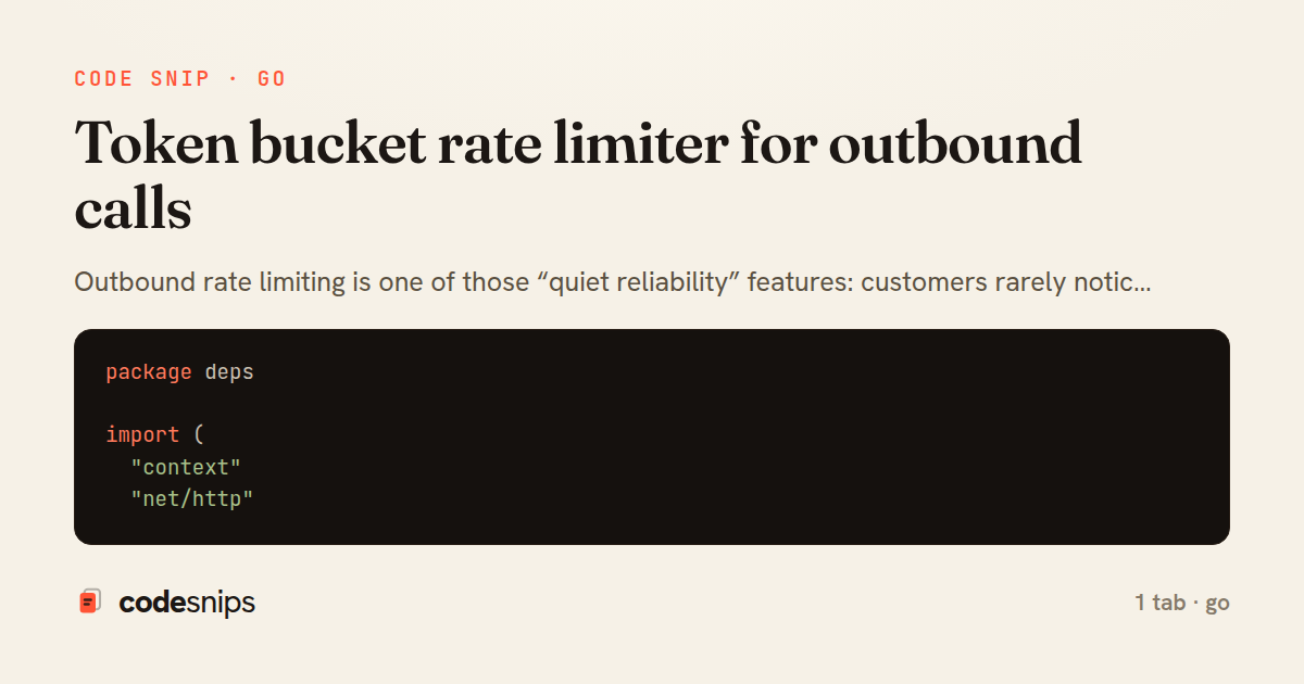 Token bucket rate limiter for outbound calls — share card