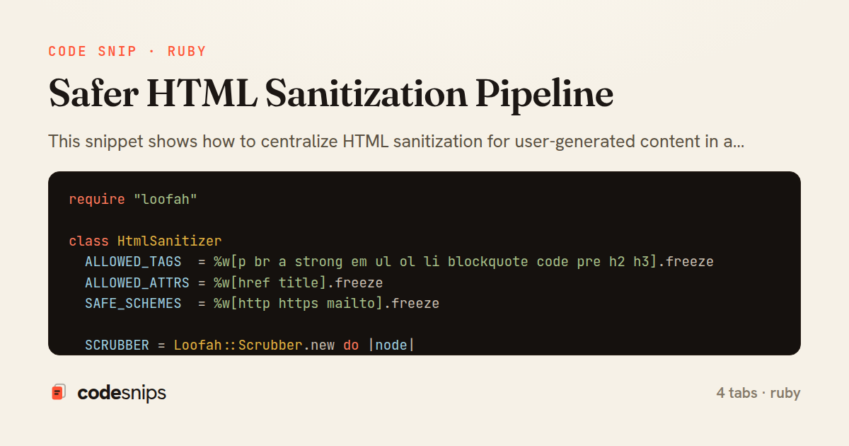 Safer HTML Sanitization Pipeline — share card