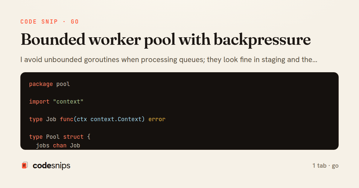 Bounded worker pool with backpressure — share card
