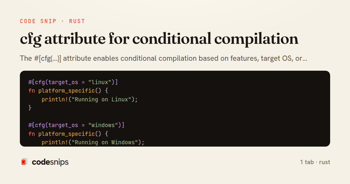 cfg attribute for conditional compilation — share card