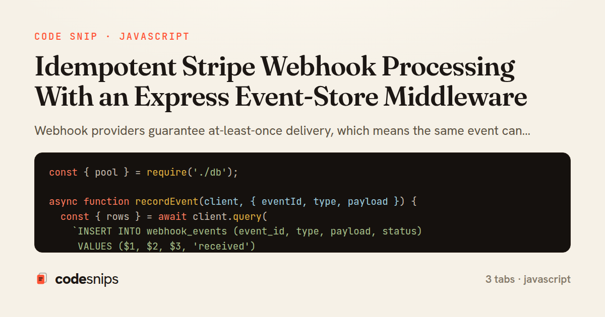 Idempotent Stripe Webhook Processing With an Express Event-Store Middleware — share card