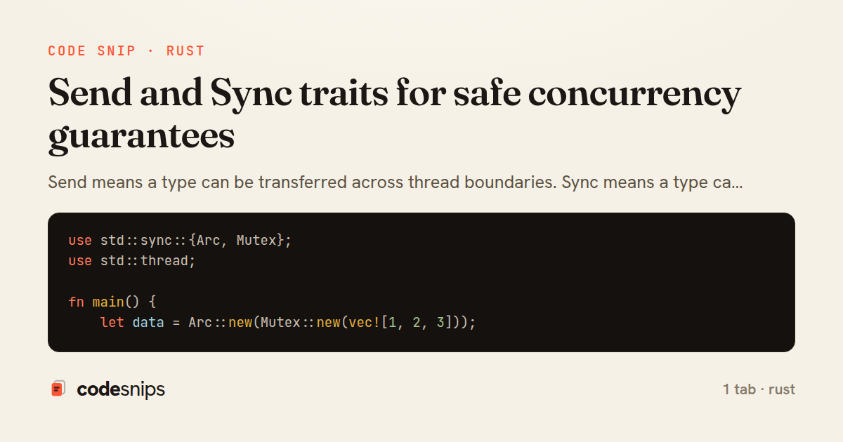 Send and Sync traits for safe concurrency guarantees — share card