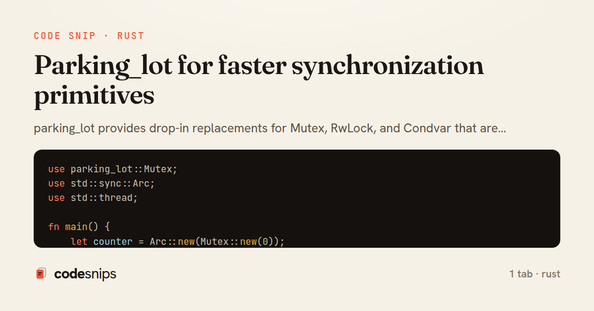 Parking_lot for faster synchronization primitives — share card