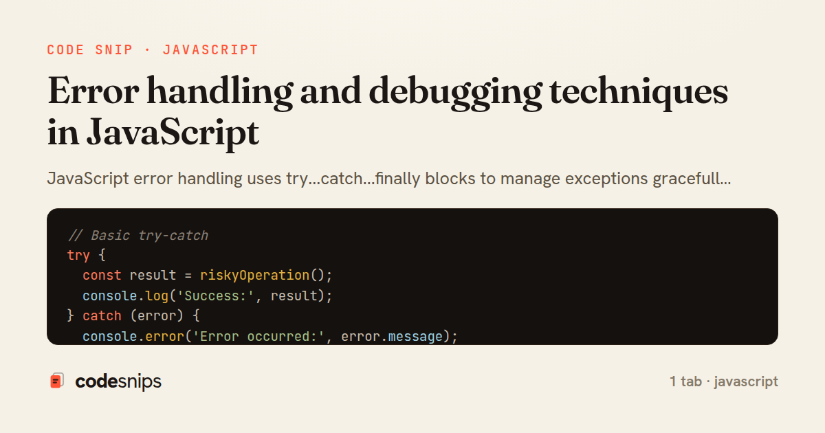 Error handling and debugging techniques in JavaScript — share card