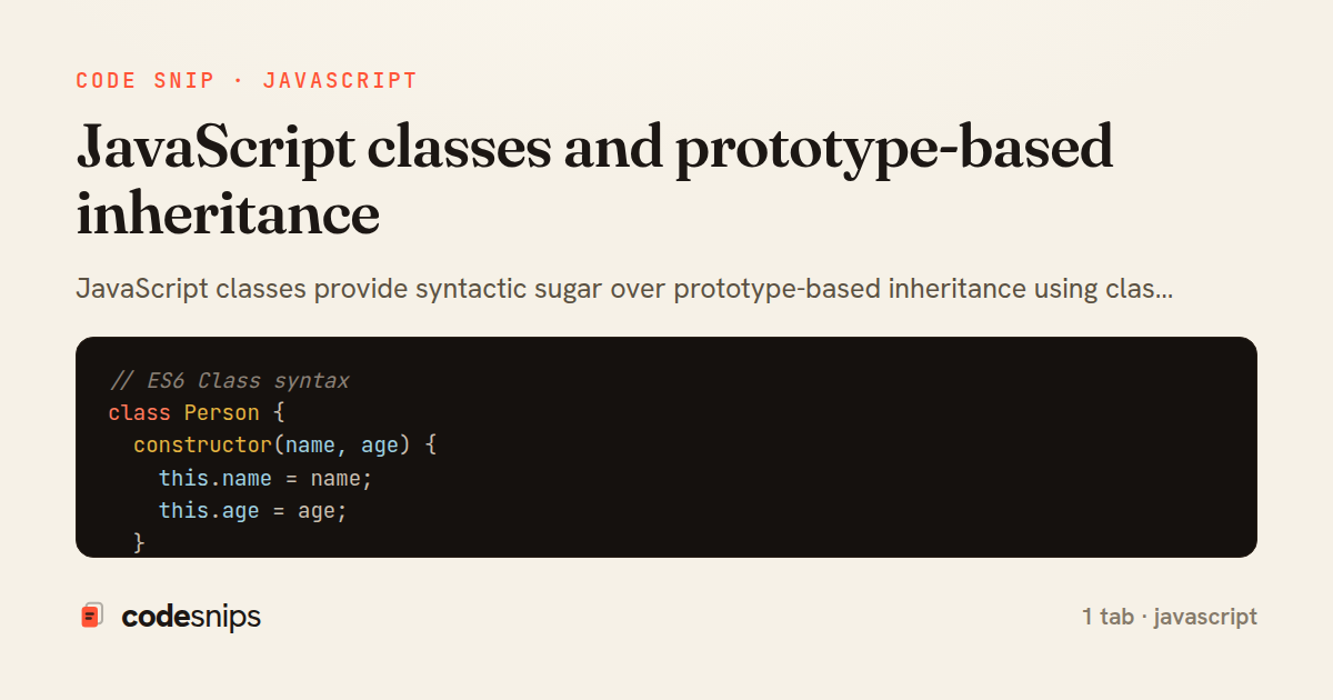 JavaScript classes and prototype-based inheritance — share card