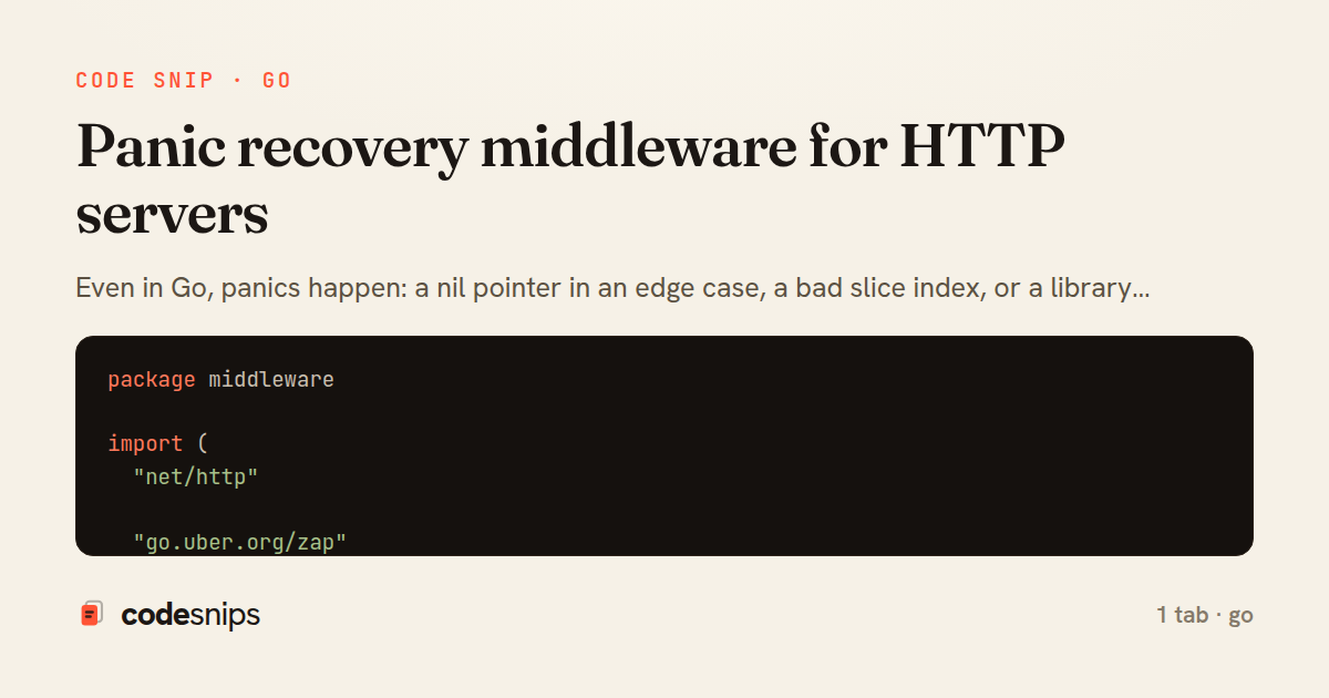 Panic recovery middleware for HTTP servers — share card
