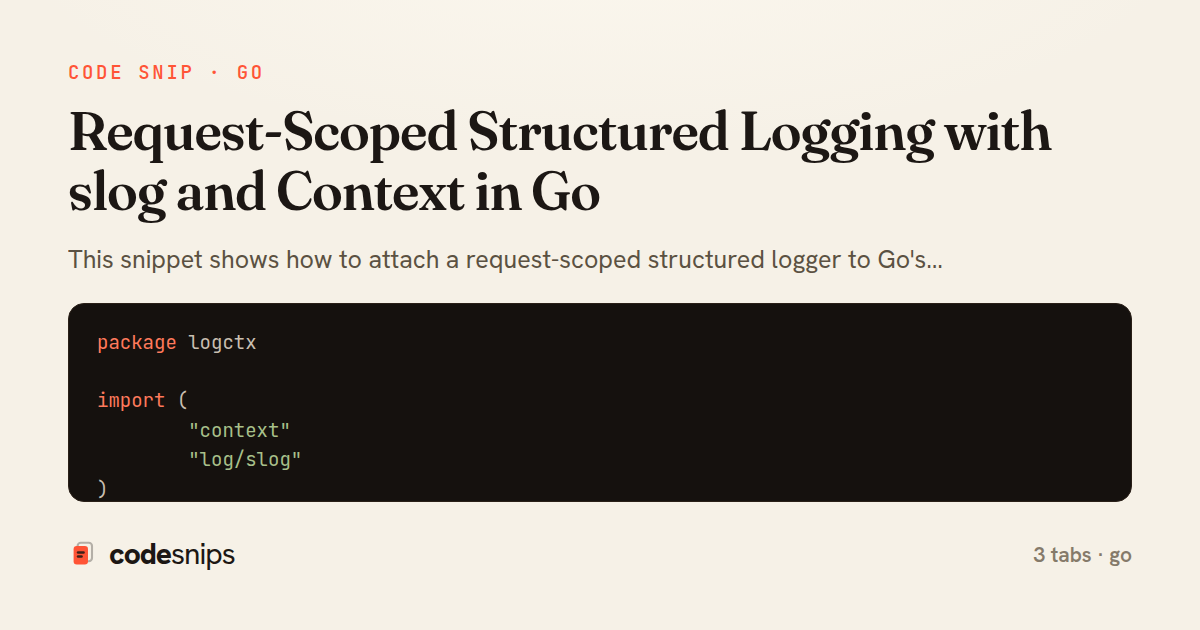 Request-Scoped Structured Logging with slog and Context in Go — share card