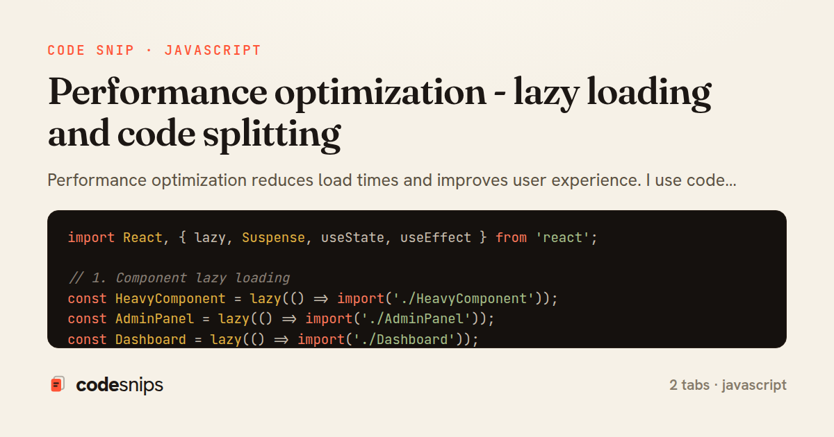 Performance optimization - lazy loading and code splitting — share card