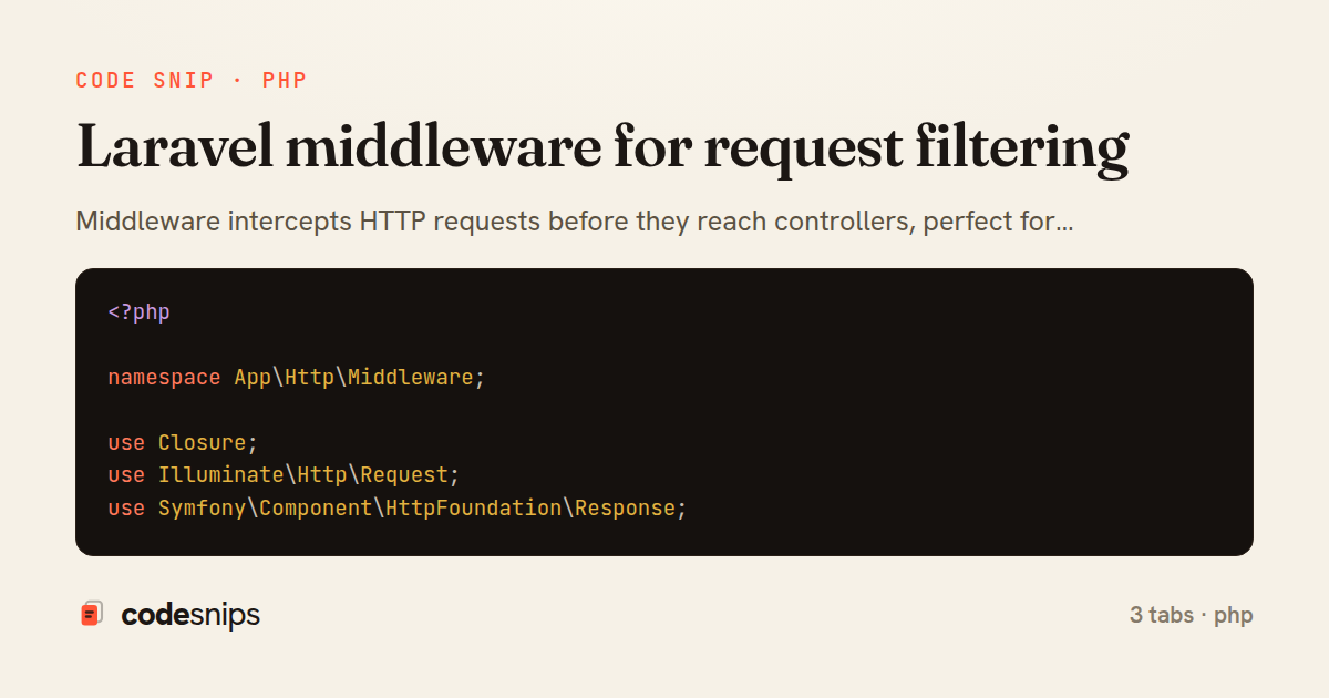 Laravel middleware for request filtering — share card
