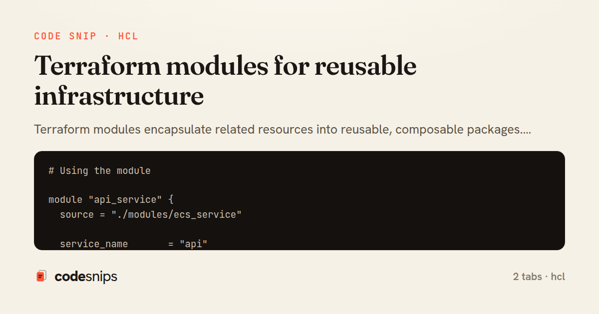 Terraform modules for reusable infrastructure — share card