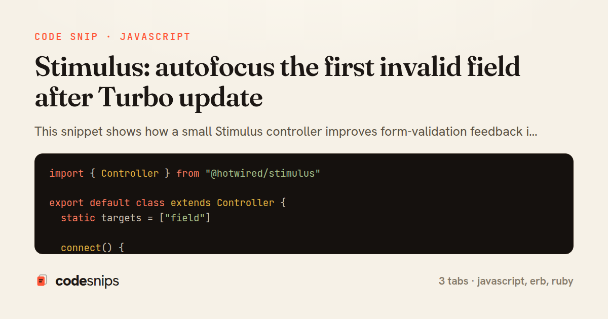 Stimulus: autofocus the first invalid field after Turbo update — share card