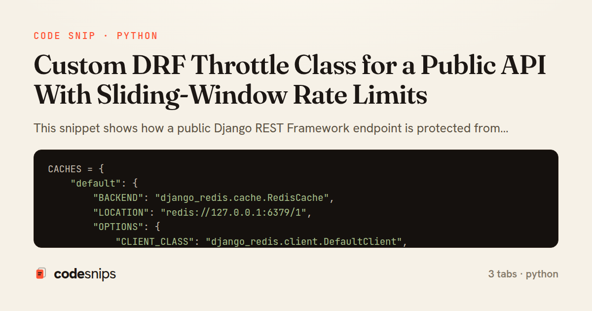 Custom DRF Throttle Class for a Public API With Sliding-Window Rate Limits — share card
