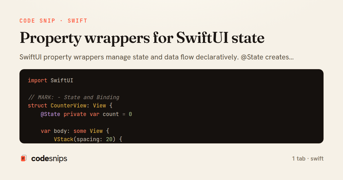 Property wrappers for SwiftUI state — share card