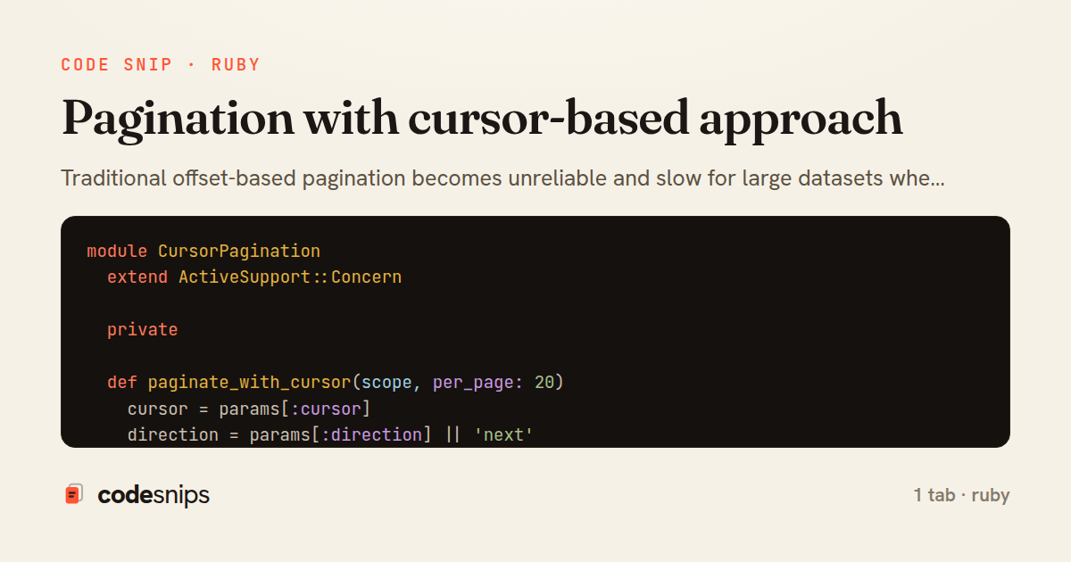 Pagination with cursor-based approach — share card