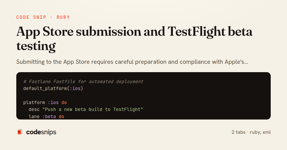 App Store submission and TestFlight beta testing — share card