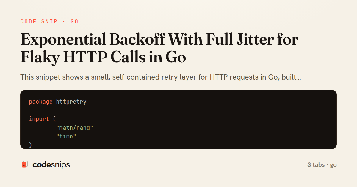 Exponential Backoff With Full Jitter for Flaky HTTP Calls in Go — share card