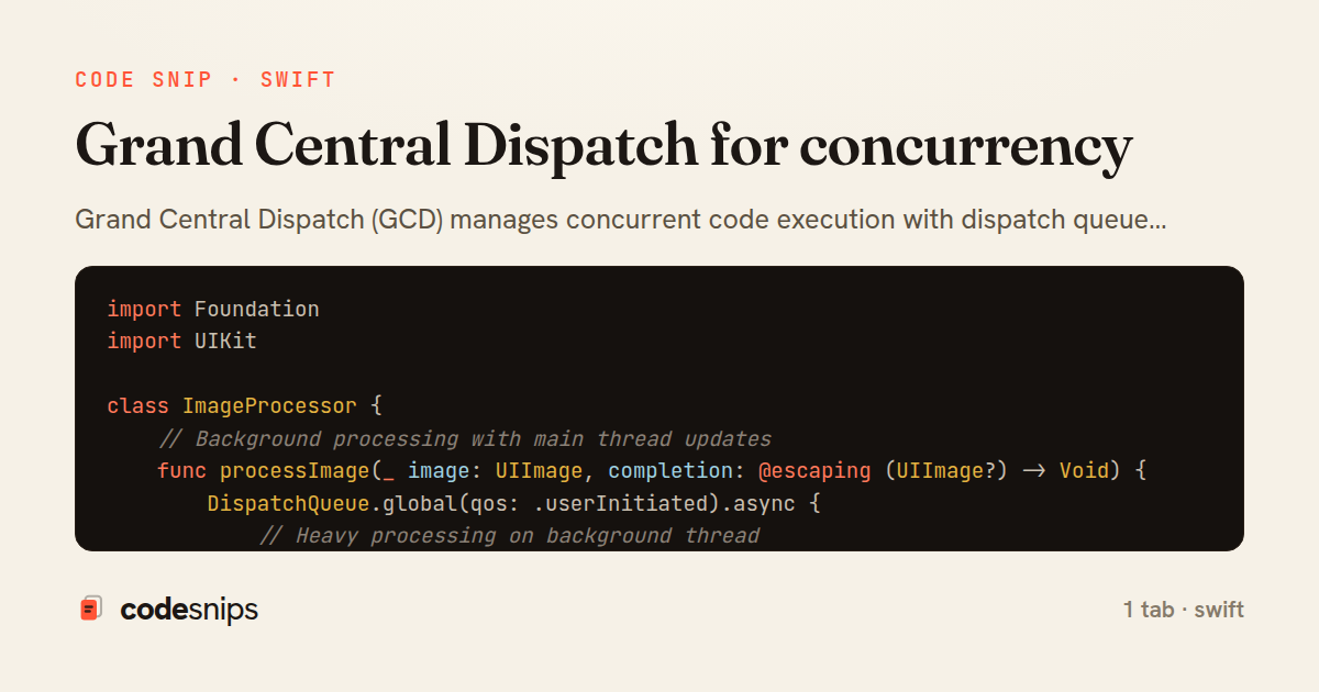 Grand Central Dispatch for concurrency — share card
