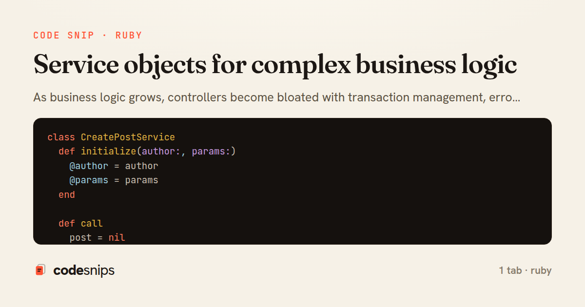 Service objects for complex business logic — share card