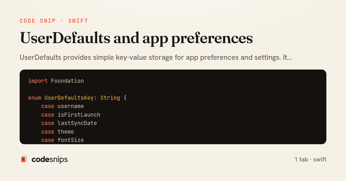 UserDefaults and app preferences — share card