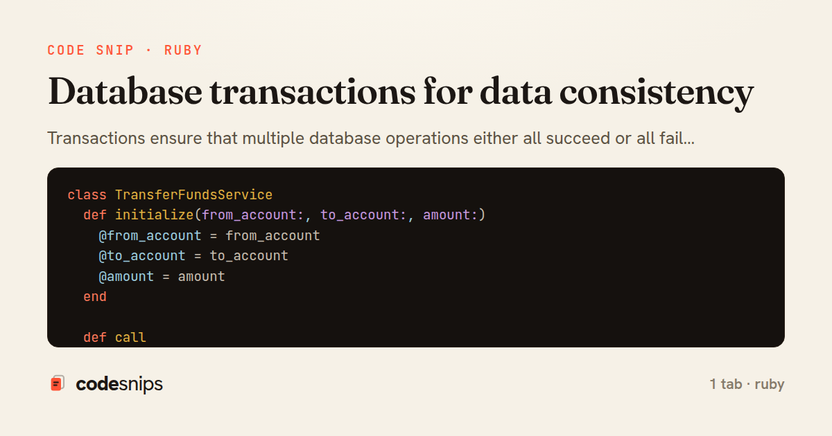 Database transactions for data consistency — share card